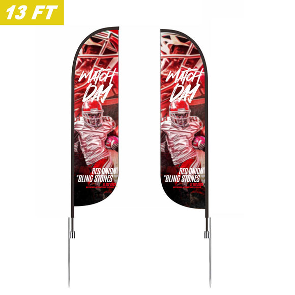 13' Custom Feather Flag Knit- Double Sided W/ Spike Base – Battery ...